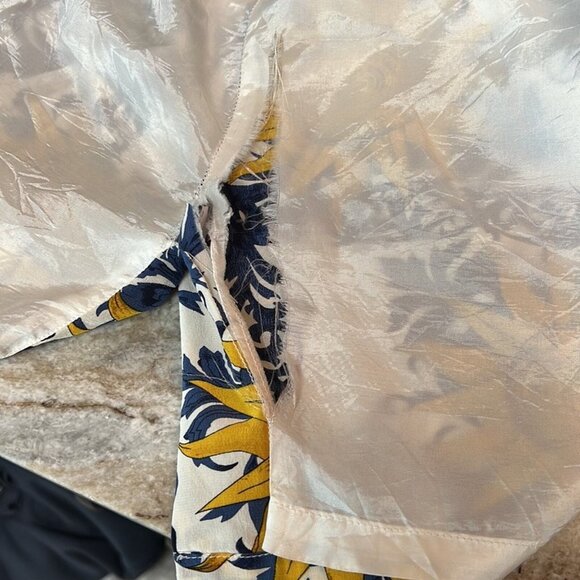 Andrew America Mini Skirt Size 14 Floral 100% silk blue & yellow sunflower - Picture 9 of 9